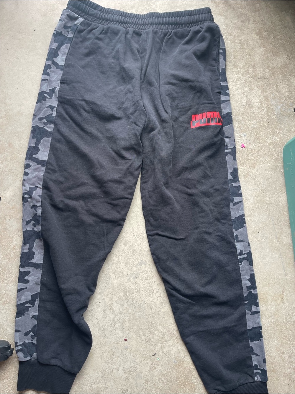 Puma Black Elastic Waist Sweatpants with Subtle Logo